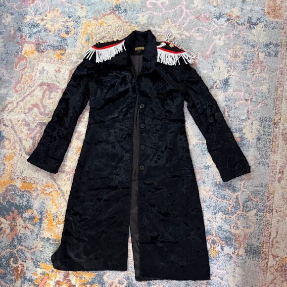 Vintage 90s black crushed velvet embellished jacket - Picture 2 of 6